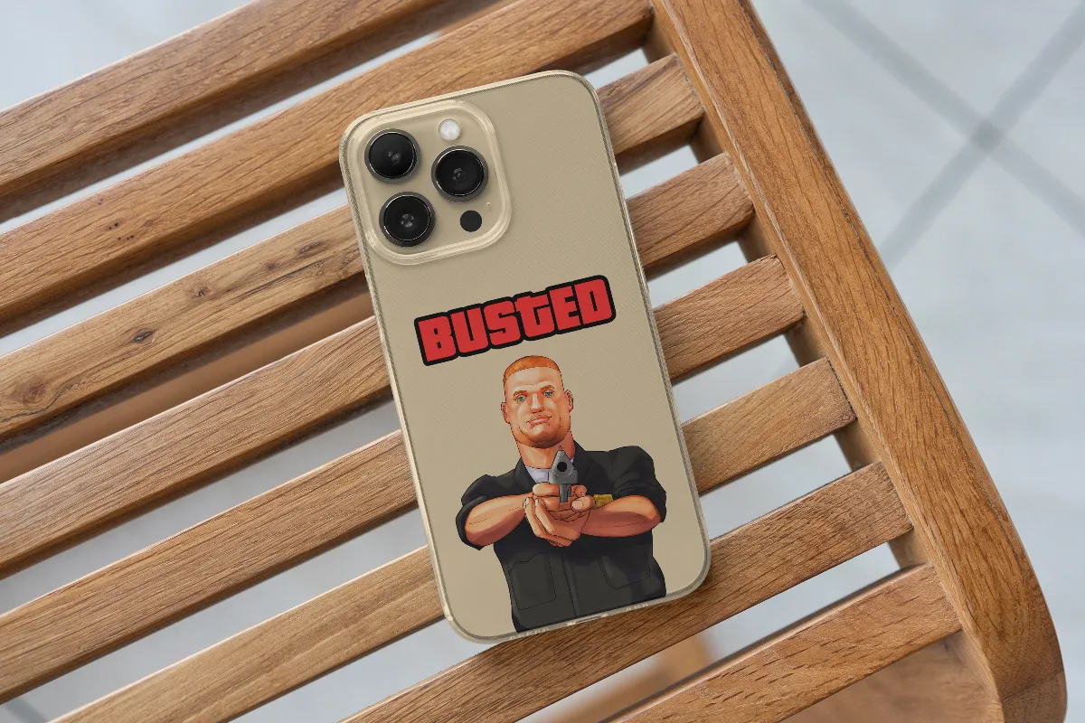 Чохол на iPhone "BUSTED" (Прозорий силіконовий з принтом)