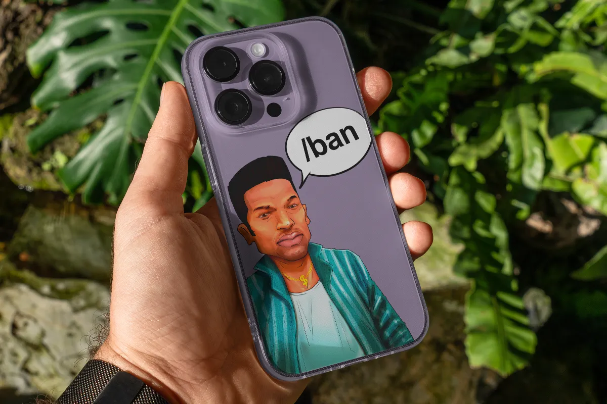 Чохол на iPhone "/ban" (Прозорий силіконовий з принтом)